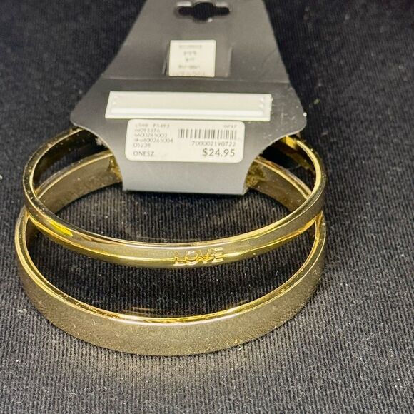 Lane Bryant Set of 2 Gold Bangle Bracelets Love - Picture 3 of 6